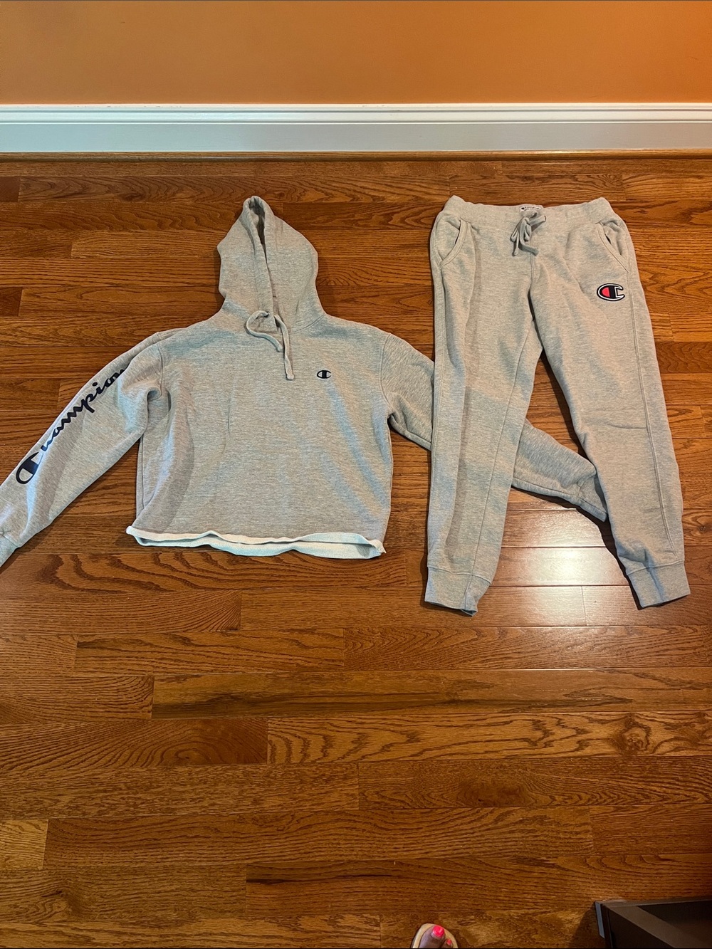 Champion Light Gray Hoodie and Joggers Set